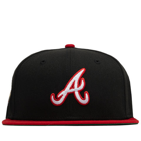 New Era x Politics Atlanta Braves 59FIFTY Fitted Hat - Black/Red, Size 7 3/4 by Sneaker Politics