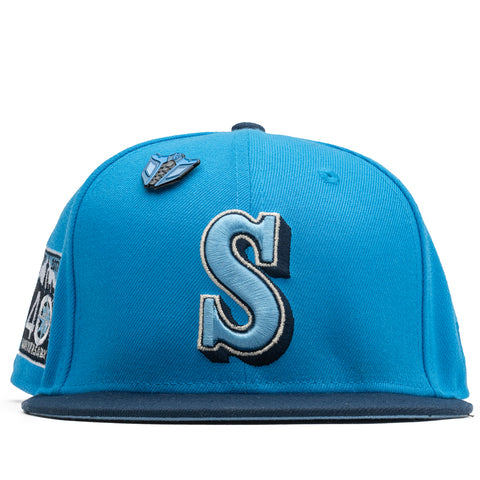 New Era x Politics Seattle Mariners 59FIFTY Fitted Hat - Ice Blue/Navy