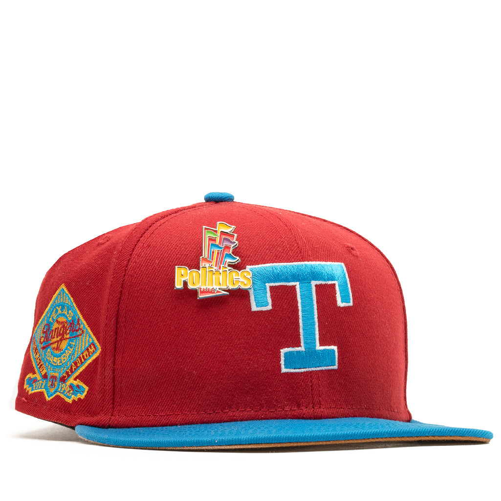 New Era x Politics Texas Rangers 59FIFTY Fitted Hat - Pinot Red/Cardin