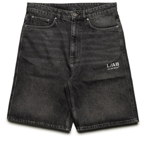 L/AB c/o Off-White Diagonal Denim Short -  Phantom Black