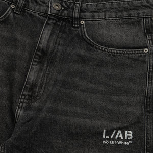 L/AB c/o Off-White Diagonal Denim Short -  Phantom Black