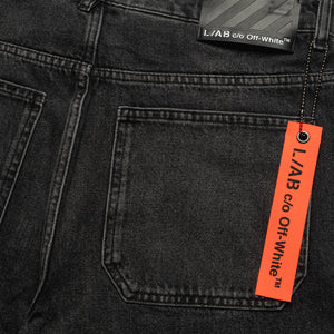L/AB c/o Off-White Diagonal Denim Short -  Phantom Black