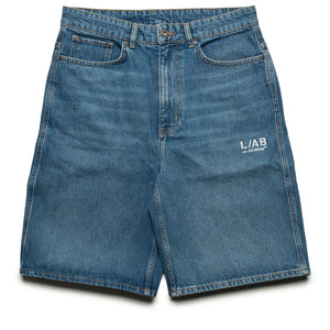 L/AB c/o Off-White Diagonal Denim Short - Steel Indigo