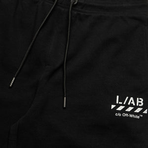 L/AB c/o Off-White Diagonal Open Hem Jogger Shorts - Black