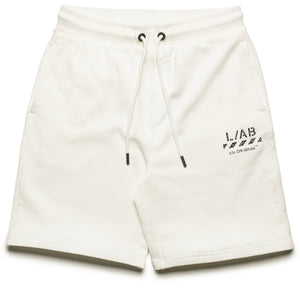 L/AB c/o Off-White Diagonal Open Hem Jogger Shorts - White
