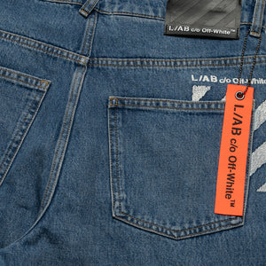 L/AB c/o Off-White Straight Fit Piped Denim - Steel Indigo