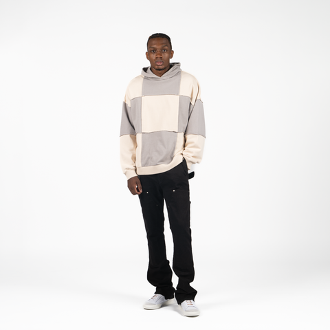 Flaneur Cut And Sew Hoodie - Ecru/Taupe