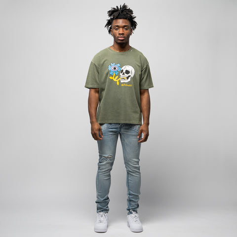 Alchemist Floral Skull Tee - Defender Green