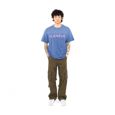 Flaneur Washed Puffed Logo Tee - Purple