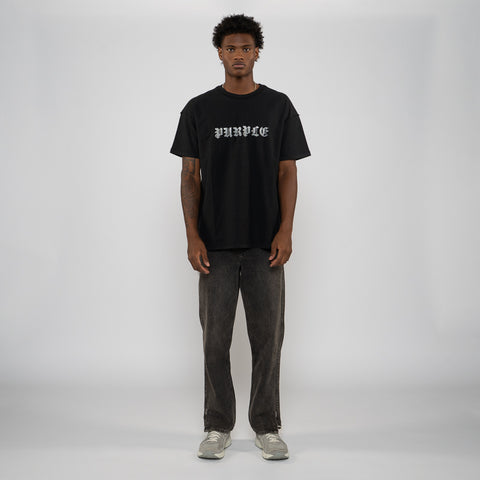 Purple Brand Taped Gothic P Tee - Black
