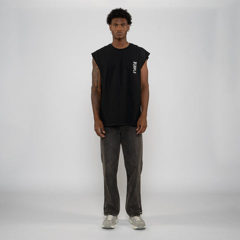 Purple Brand Pasted Wordmark Tank Top - Black