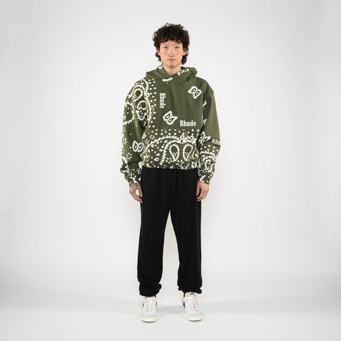 Rhude Bandana Hoodie - Olive