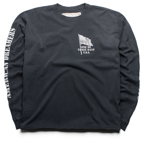 One Of These Days American Flag L/S Tee - Washed Black