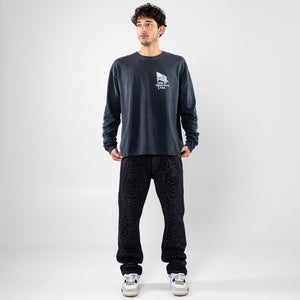 One Of These Days American Flag L/S Tee - Washed Black