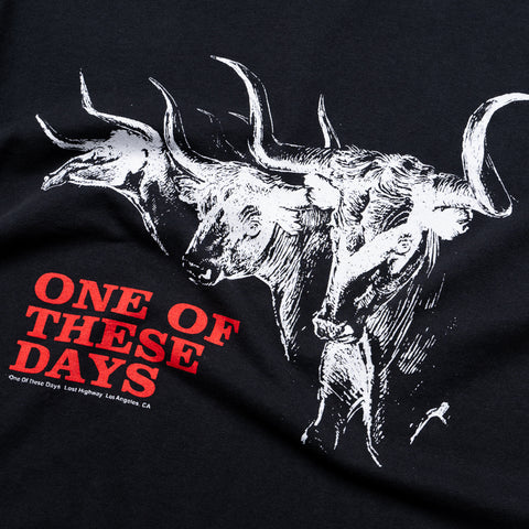 One Of These Days Long Horn Tee - Washed Black