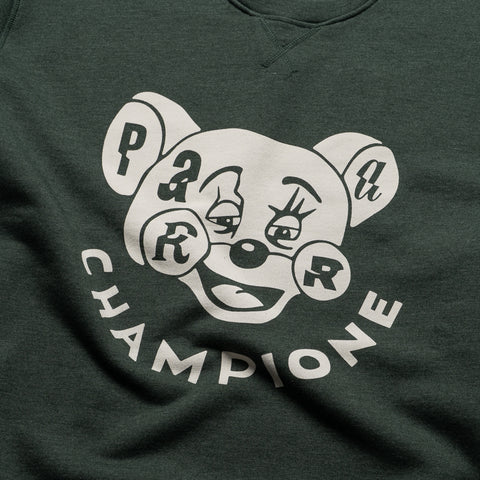 Parra Tired Champione Crewneck - Pine Green