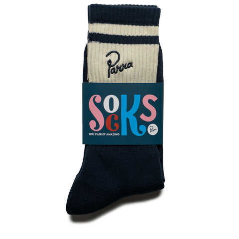 Parra Signature Striped Crew Socks - Navy Blue