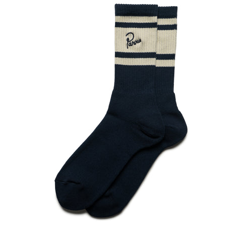 Parra Signature Striped Crew Socks - Navy Blue