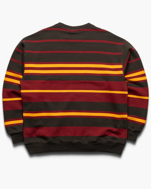 Parra Sweatstriped Crew Neck Sweatshirt - Brown