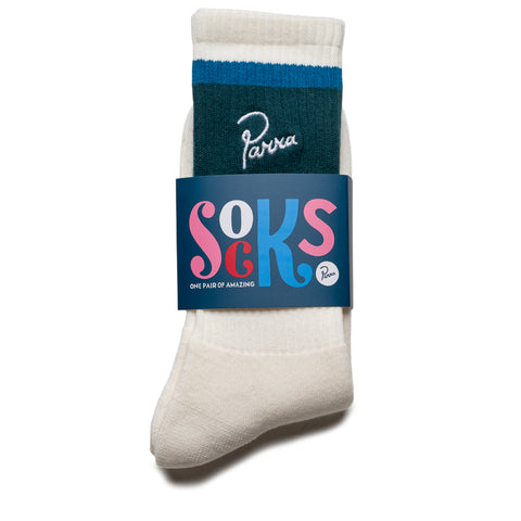 Parra Signature Striped Crew Socks - Mallard Green