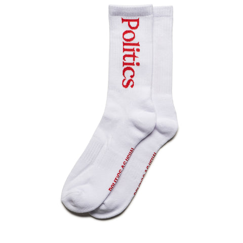 Politics Kai Serif Logo Socks - White/Red