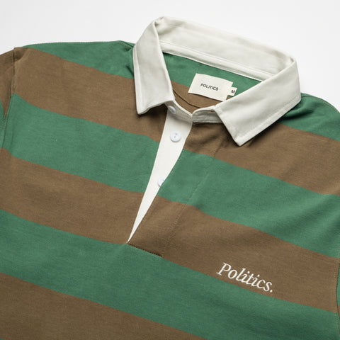 Politics Rugby Shirt - Green/Brown