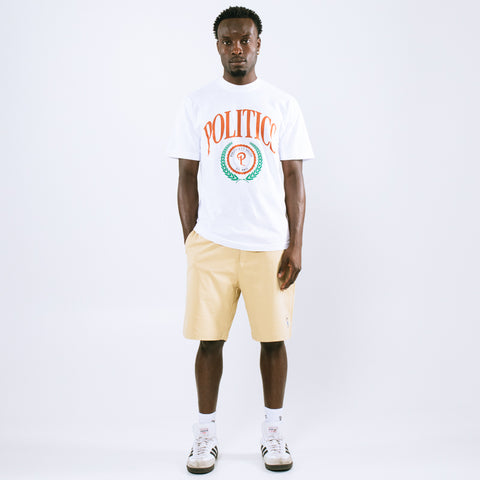 Politics College Tee - White/Burnt Orange