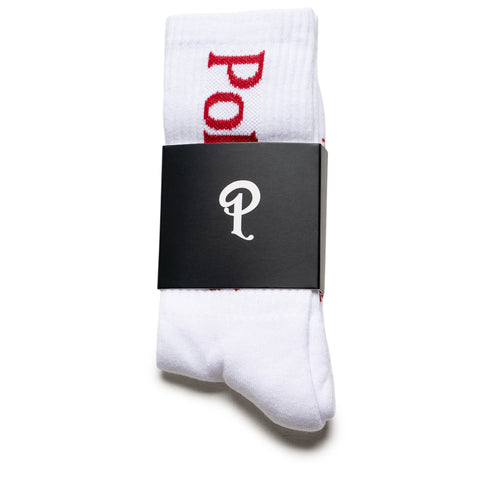 Politics Serif Logo Socks - White/Maroon