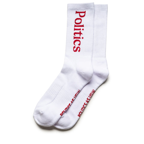 Politics Serif Logo Socks - White/Maroon