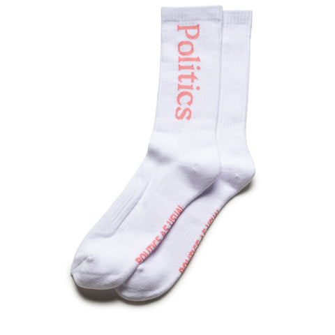 Politics Serif Logo Socks - White/Pink