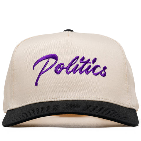 Politics Script A-Frame Snapback - Cream/Purple