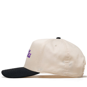 Politics Script A-Frame Snapback - Cream/Purple
