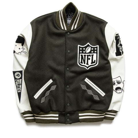 NFL Origins x Politics Letterman Jacket - Mixed Green/White