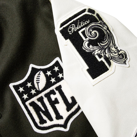 NFL Origins x Politics Letterman Jacket - Mixed Green/White