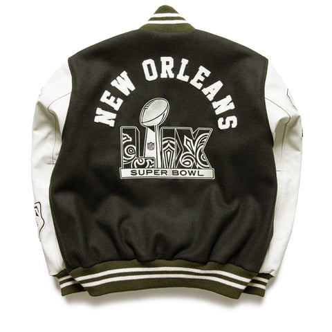 NFL Origins x Politics Letterman Jacket - Mixed Green/White