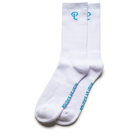 Politics P Logo Socks - White/Blue