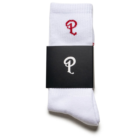 Politics P Logo Socks - White/Maroon