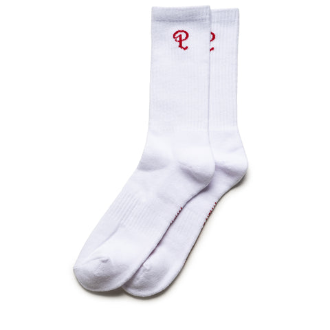 Politics P Logo Socks - White/Maroon