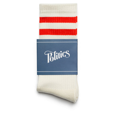 Politics Striped Socks - Natural/Red