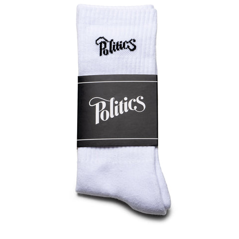 Politics Script Logo Socks - White/Black