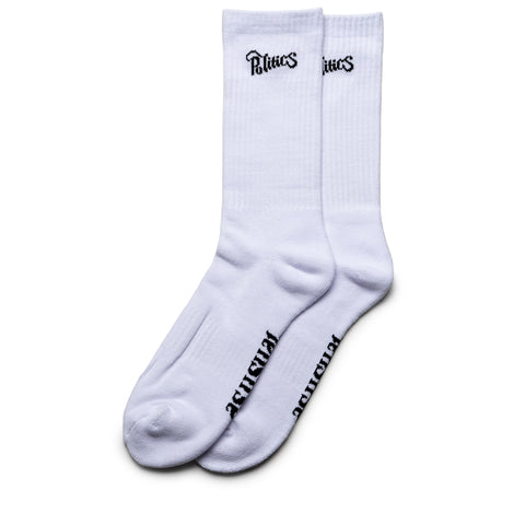 Politics Script Logo Socks - White/Black