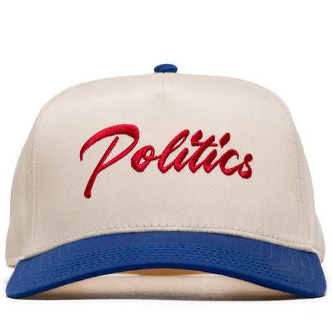 Politics Script A-Frame Snapback - Cream/Blue