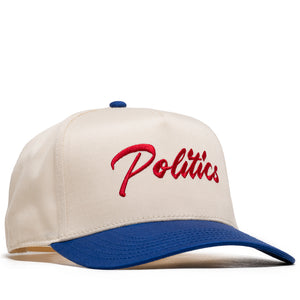 Politics Script A-Frame Snapback - Cream/Blue