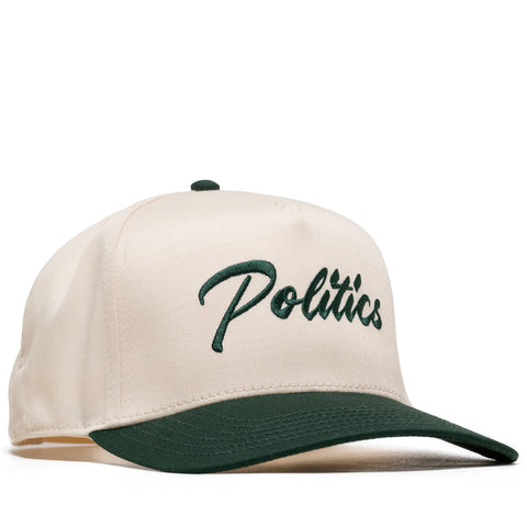 Politics Script A-Frame Snapback - Cream/Green