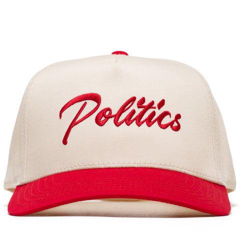 Politics Script A-Frame Snapback - Cream/Red