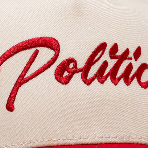 Politics Script A-Frame Snapback - Cream/Red