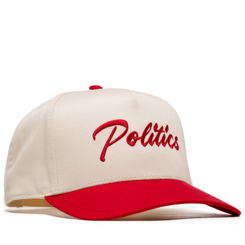 Politics Script A-Frame Snapback - Cream/Red