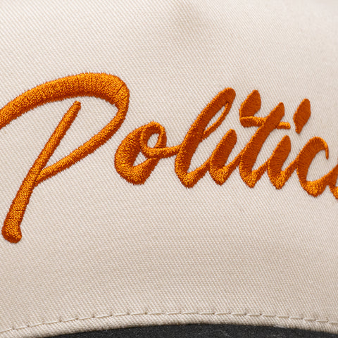 Politics Script A-Frame Snapback - Cream/Burnt Orange