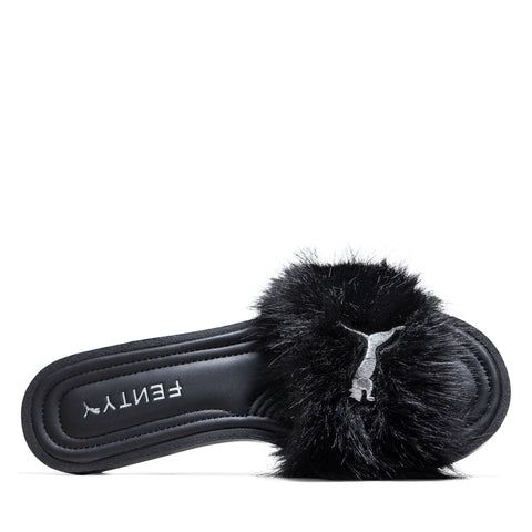Women's Fenty x Puma Chic Fur Slide - Black/Silver