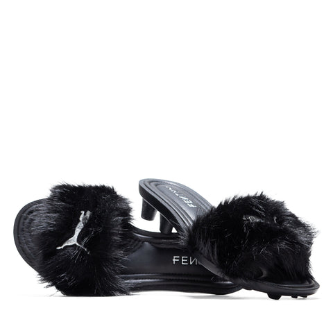 Women's Fenty x Puma Chic Fur Slide - Black/Silver